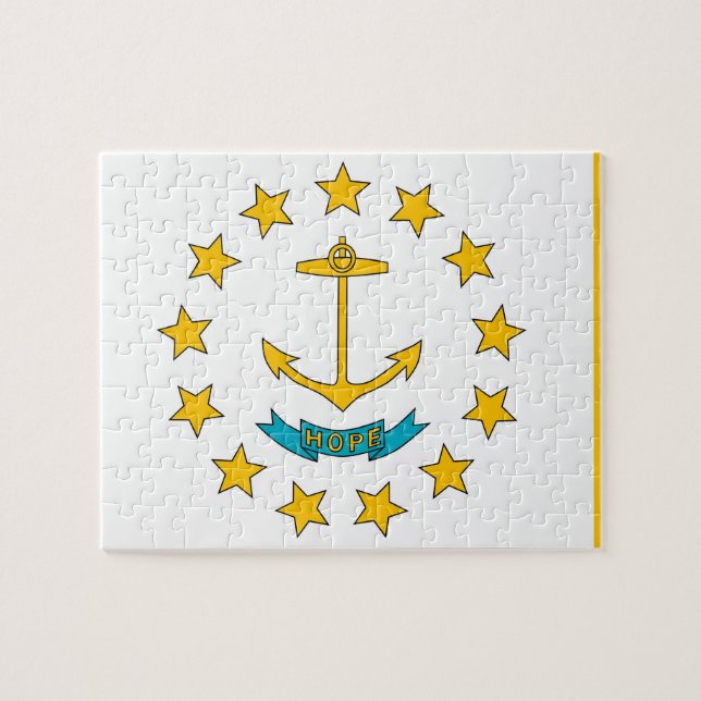 Puzzle avec le drapeau de l'État de Rhode Island (Horizontal)