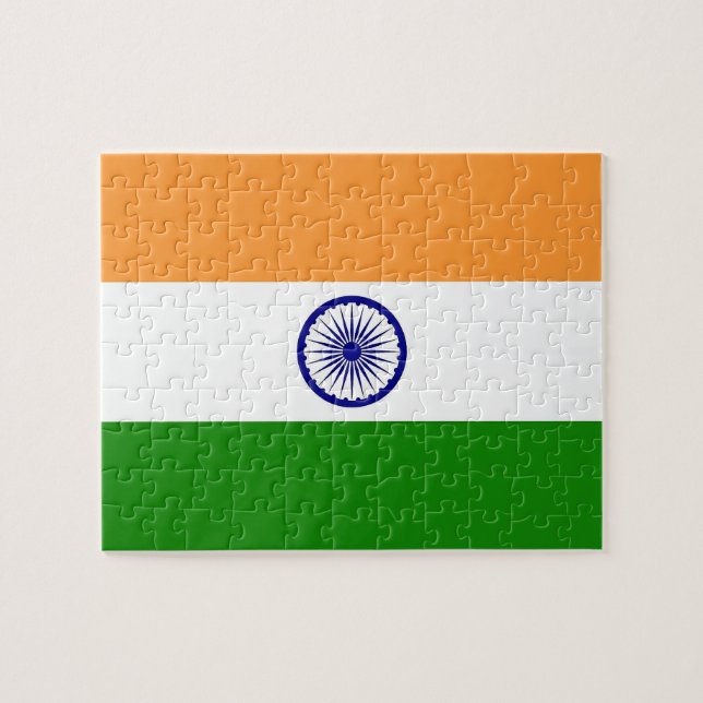 Puzzle avec le drapeau de l'Inde (Horizontal)