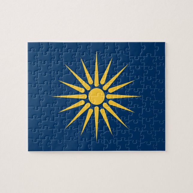 Puzzle avec le drapeau de Macédoine, Grèce (Horizontal)