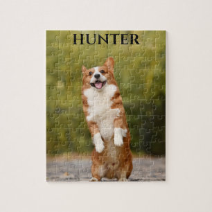 Puzzle avec une image corgi et nom personnalisé.