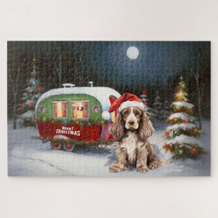 Puzzle Aventure de Noël en caravane de Cocker Spaniel d'h