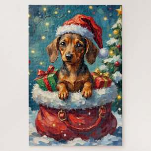 Puzzle Aventure de sac de Noël de teckel Santa