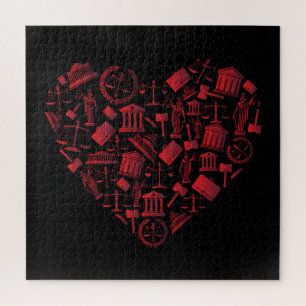 Puzzle Avocat Red Heart - Love Law Grunge Art