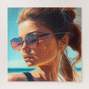Puzzle Avoir un grand été   Belle femme à la plage