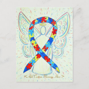 Puzzle Awareness Ribbon Angel Custom Art Carte pos