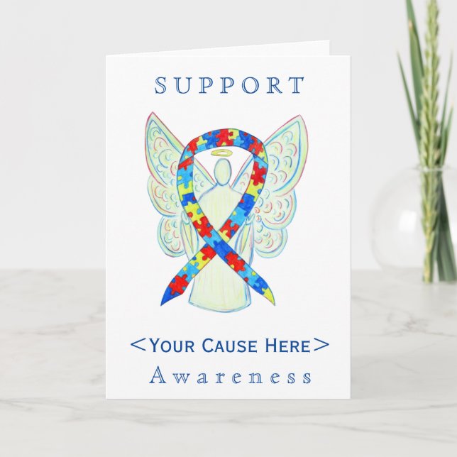 Puzzle Awareness Ribbon Engel individuelle Karte (Vorderseite)