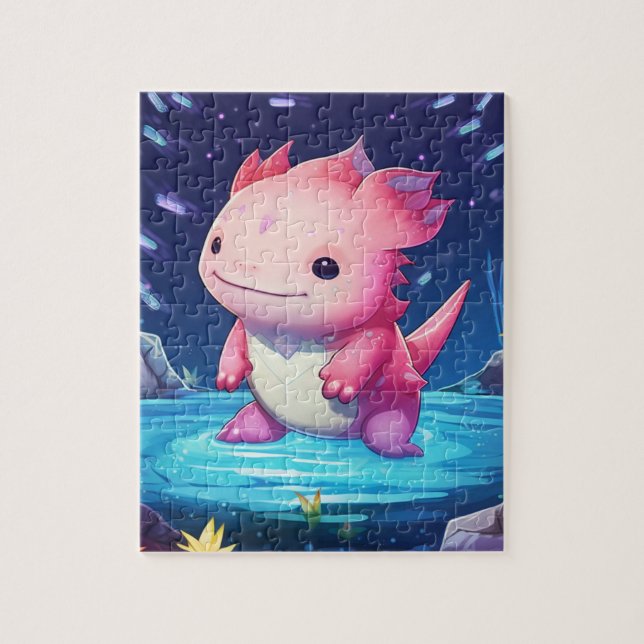 Puzzle Axolotl rose mou (Vertical)