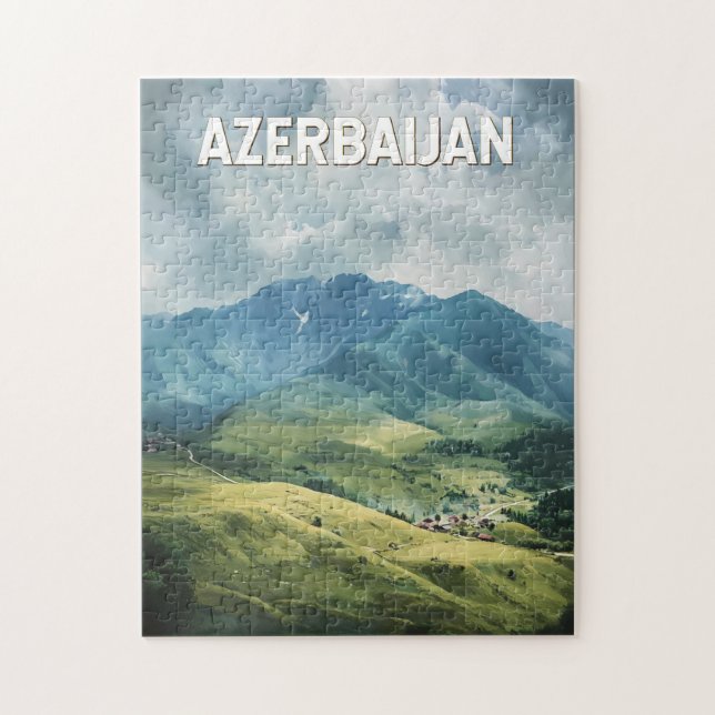 Puzzle Azerbaïdjan Illustration Voyage Art Vintage (Vertical)