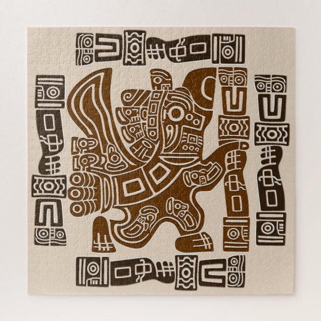 Puzzle Aztec Eagle Guerrier Tribal Art antique (Vertical)