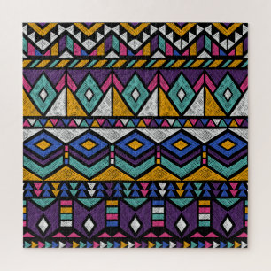 Puzzle Aztèque géométrique tribal : Motif Vintage coloré