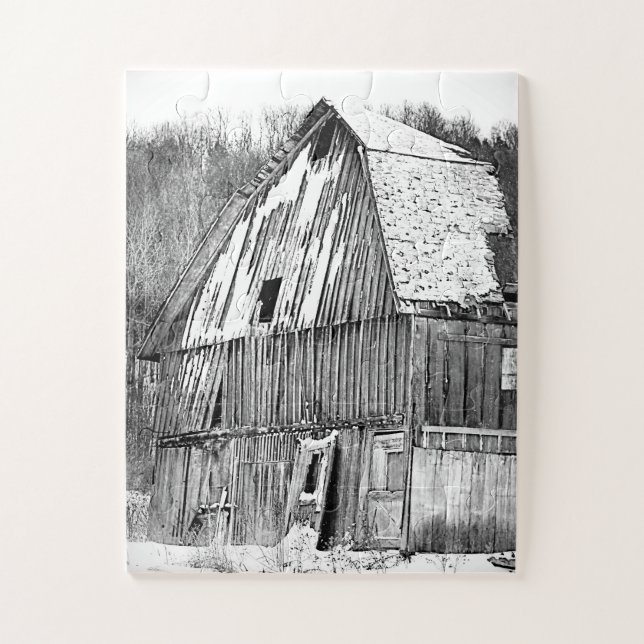 Puzzle B&W Old Barn Pays Superficie (Vertical)