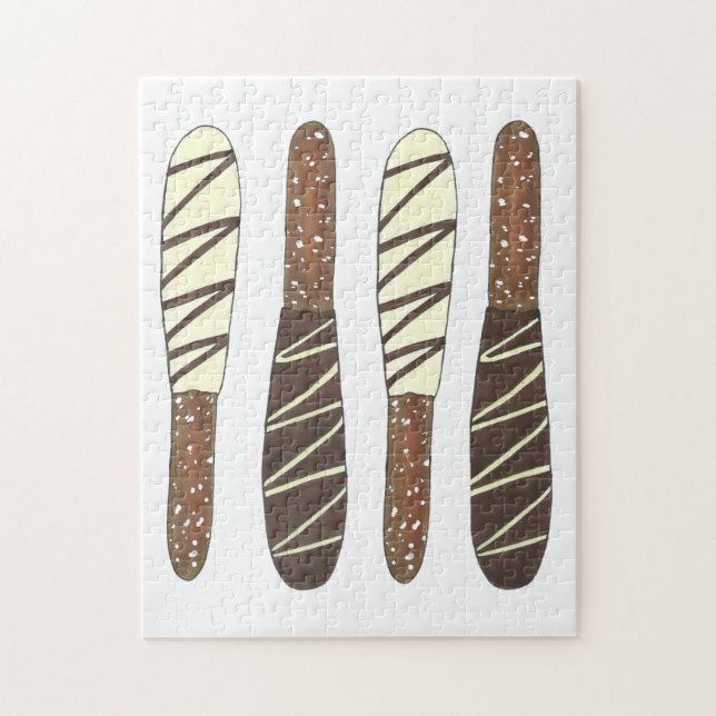 Puzzle Baguettes de Pretzel recouvertes de chocolat salé (Vertical)