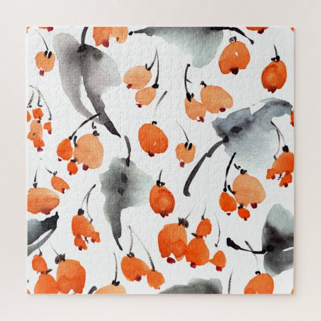 Puzzle Baies, aquarelle feuille, illustration d'encre, co (Vertical)