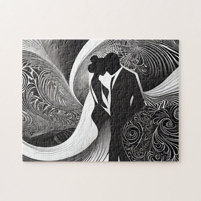 Puzzle Baiser sophistiqué : Histoire d'amour noire et bla (Horizontal)