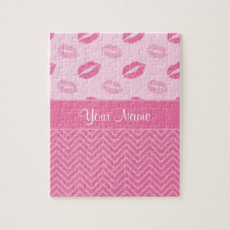 Puzzle Baisers et zigzags rose et blanc