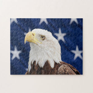 Puzzle Bald Eagle avec le drapeau américain