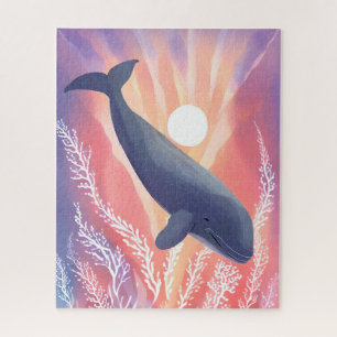 Puzzle Baleine bleue   Animal aquarelle Teintes océanique