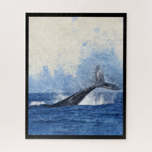 Puzzle Baleine bleue faisant des éclaboussures dans l'océ