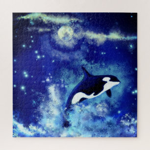 Puzzle Baleine Tueuse Nageant sous la Pleine Lune - Beau