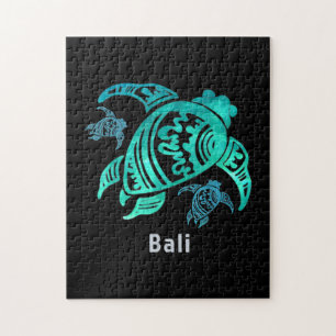 Puzzle Bali Indonésie Tortue Tribale Bleue de mer