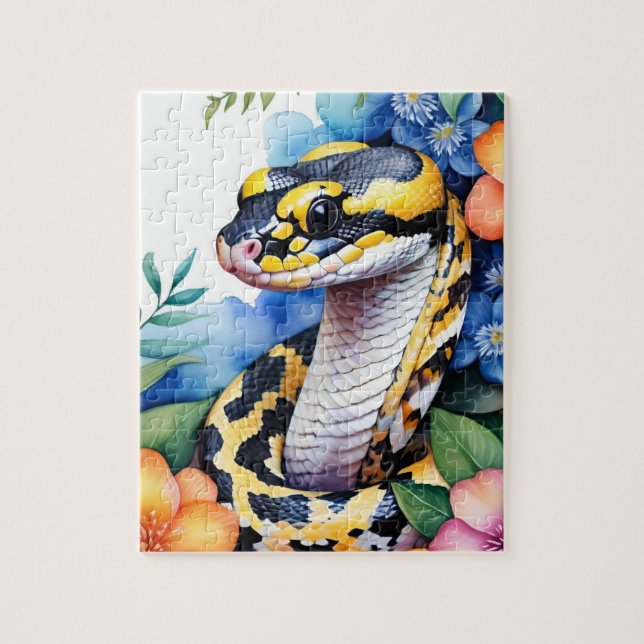 Puzzle Ball Python Snake Family Pet Portrait (Vertical)