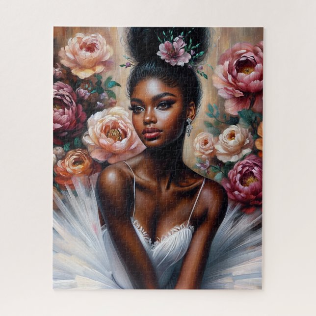 Puzzle Ballerina Noire En Tutu Blanc Avec Peoné Art (Vertical)