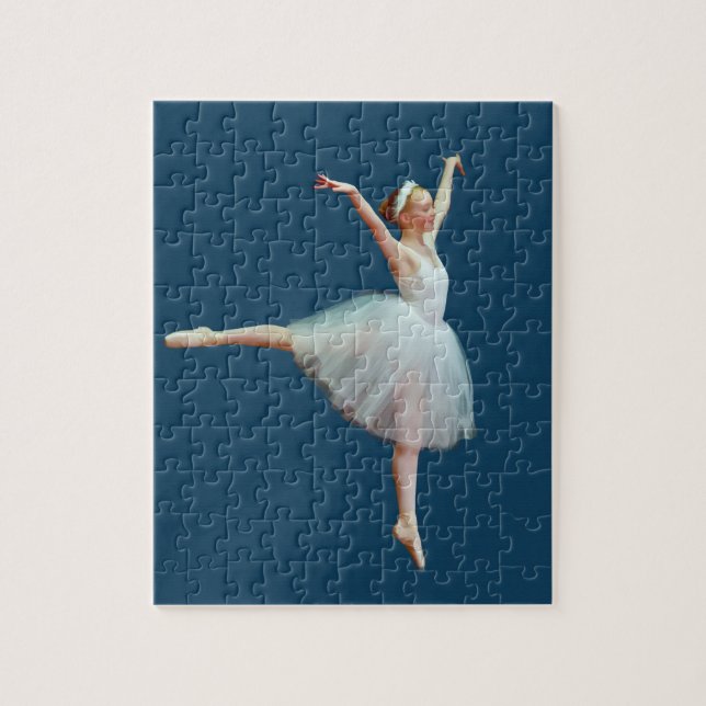 Puzzle Ballerine dans le blanc sur le bleu (Vertical)