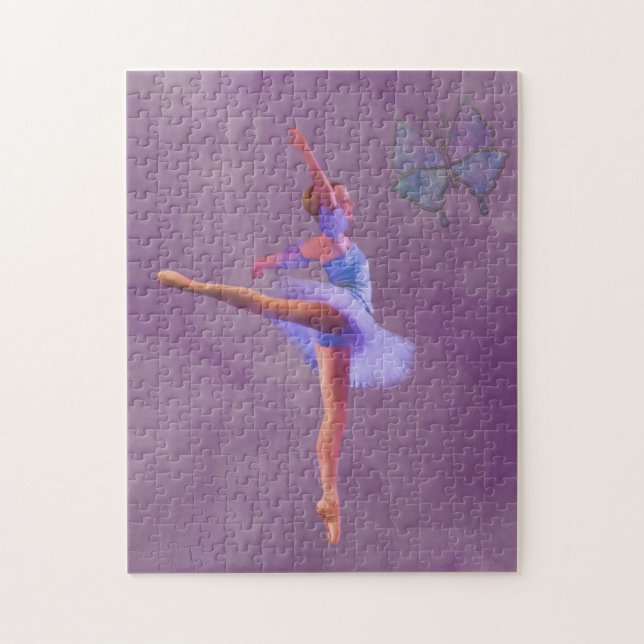Puzzle Ballerine en position d'arabesque dans pourpre et (Vertical)
