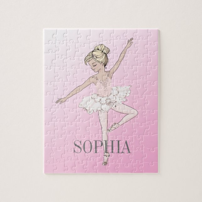Puzzle Ballet Ballerina Personal Pink Silver (Vertical)