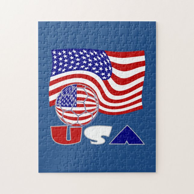 Puzzle Ballon de football et drapeau des États-Unis (Vertical)