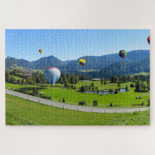 Puzzle Ballons à air chaud flottant sur le terrain de gol