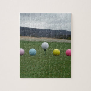 Puzzle Ballons de golf aux couleurs vives sur une montagn