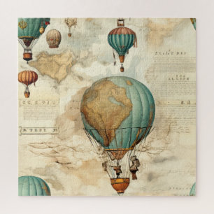 Puzzle Balloon vintage à air chaud dans un paysage serein