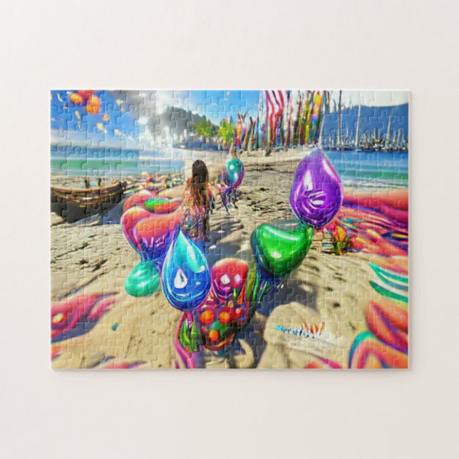 Puzzle Balloons psychédéliques Bienvenue Accueil Jigsaw P (Horizontal)