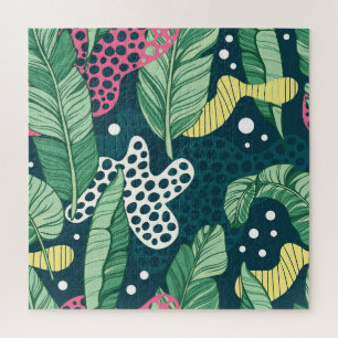 Puzzle Banana feuilles abstraits, couleurs tendance