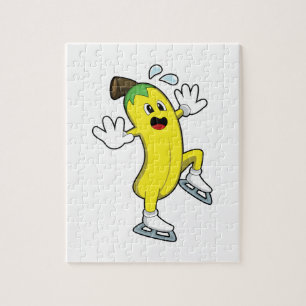 Puzzle Banane au patinage sur glace avec patins sur glace