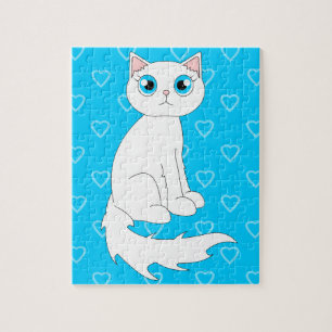 Puzzle Bande dessinée blanche mignonne de chat de Ragdol