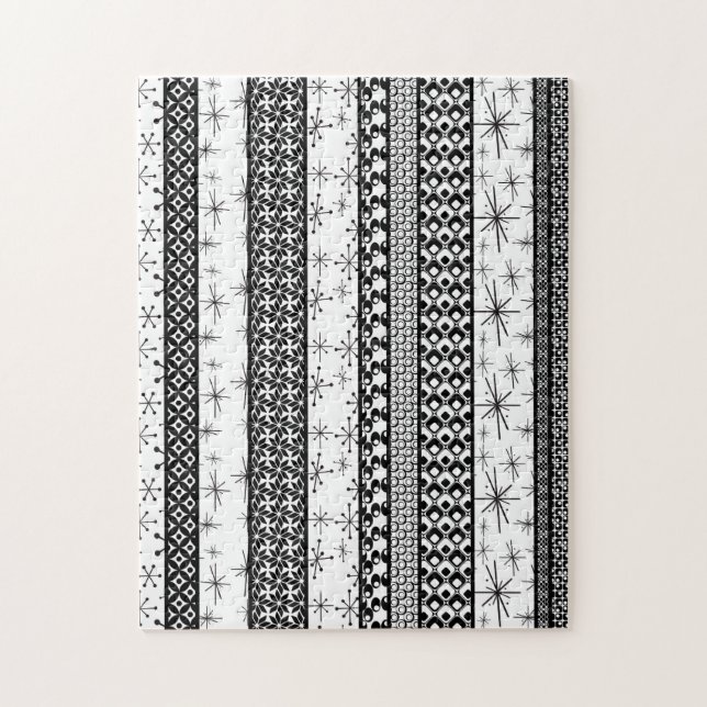 Puzzle Bandes de Motifs rétro noir et blanc 1 (Vertical)