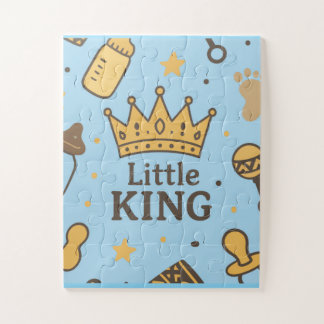 Puzzle "Bannière de Baby shower Little King - Blue & Gold