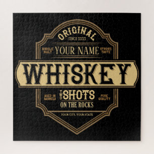 Puzzle Bar à étiquettes de whisky personnalisées sur glac