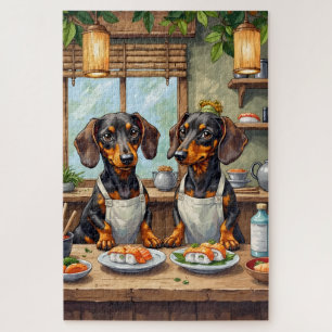 Puzzle Bar à sushi de dachshund drôle - Art pour amateur 