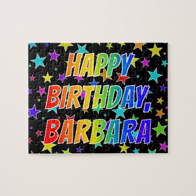 Puzzle "BARBARA" Prénom, Amusant "HEUREUX ANNIVERSAIRE" (Horizontal)