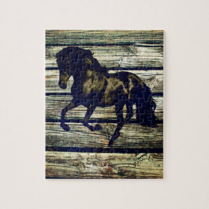 Puzzle Barne primitiveBois équestre noir Stallion Horse