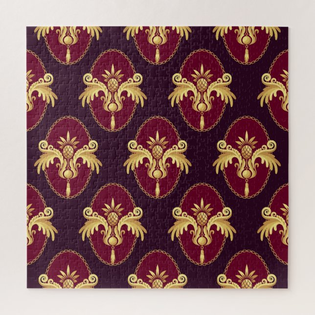 Puzzle Baroque Gold Sconce Magenta Motif (Vertical)