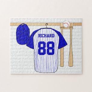 Puzzle Base-ball Jersey bleu et blanc personnalisé