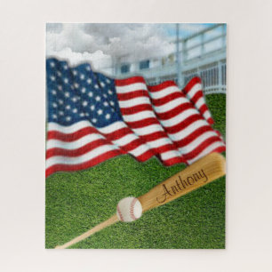 Puzzle Baseball personnalisé avec drapeau américain