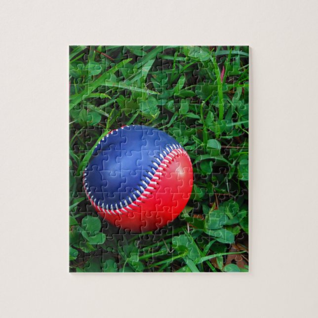 Puzzle Baseball Rouge et Bleu avec Stitch Blanc (Vertical)