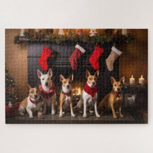 Puzzle Basenji au coin du feu de Noël