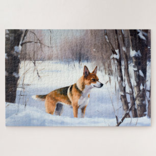 Puzzle Basenji Laisser neiger Noël