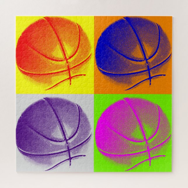 Puzzle Basket-ball Illustration Peinture Pop Art Sports (Horizontal)